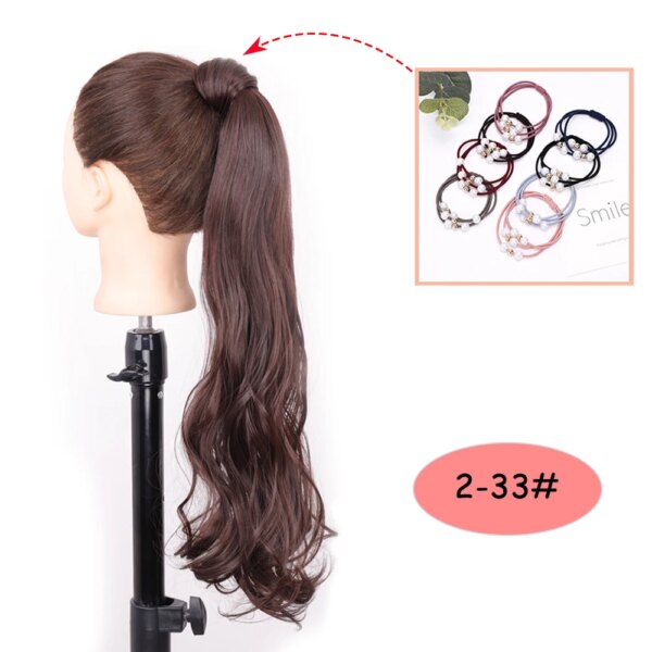 extension cheveux synthétique longue ondulée brune