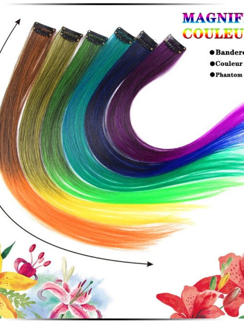 postiche cheveux synthétique lisse et longue pour femme