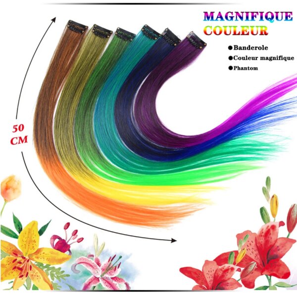 extension cheveux synthétique à Clip, postiche lisse à 57 couleurs