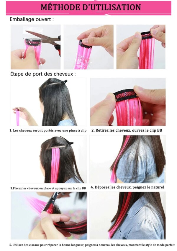 extension cheveux synthétique à Clip, postiche lisse à 57 couleurs