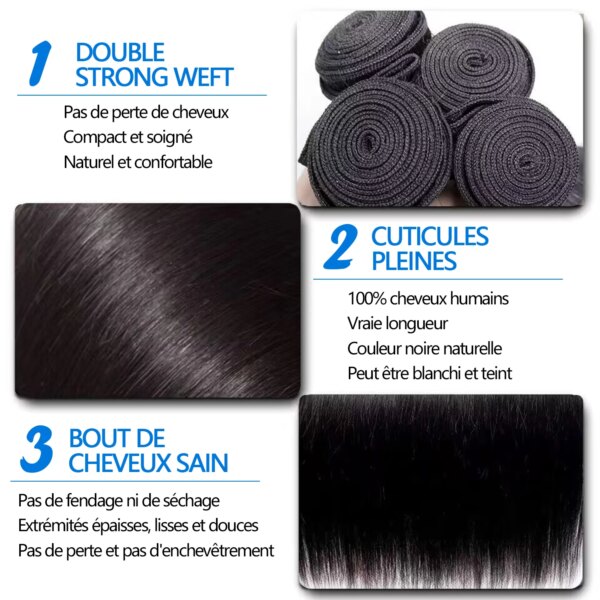 extension cheveux Humain YOCYTU 100% Straight Human