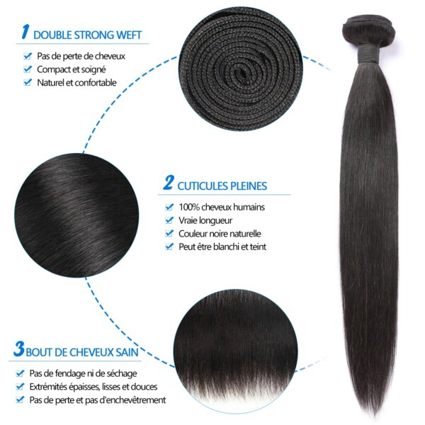 extension cheveux Humain YOCYTU 100% Human Hair Bundles Tissage Bresilien