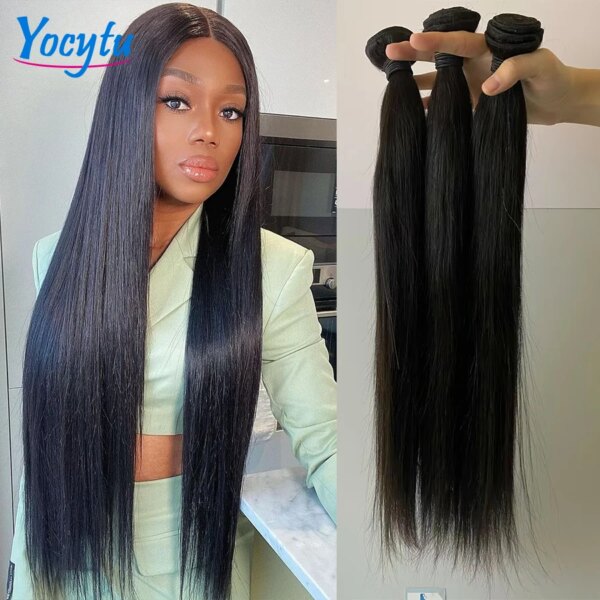 extension cheveux Humain YOCYTU 100% Human Hair Bundles Tissage Bresilien