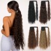 extension cheveux synthétique longue queue de cheval ondulée avec pince à cheveux