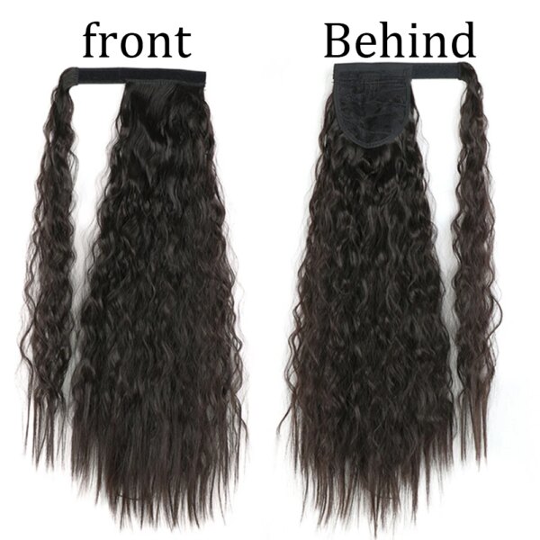 extension cheveux synthétique longue queue de cheval ondulée avec pince à cheveux