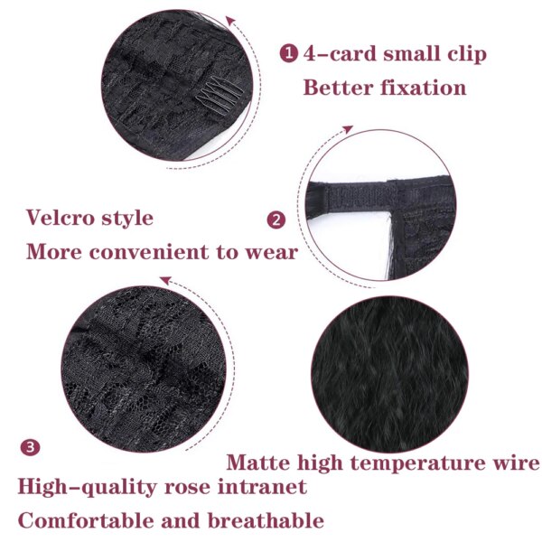extension cheveux synthétique longue queue de cheval ondulée avec pince à cheveux