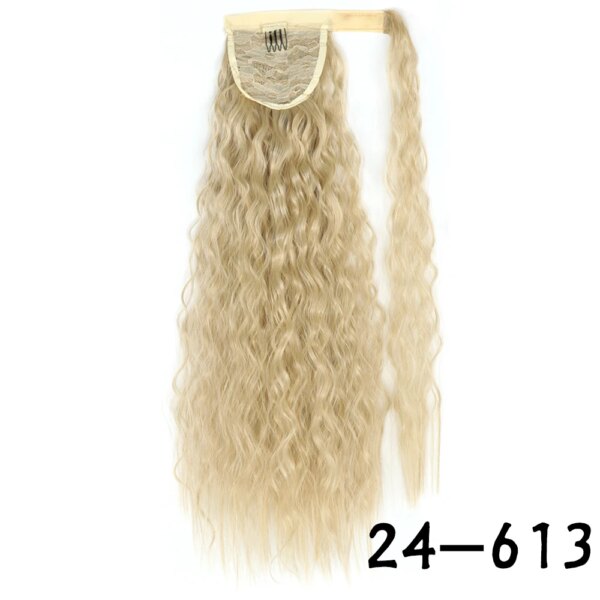 extension cheveux synthétique longue queue de cheval ondulée avec pince à cheveux