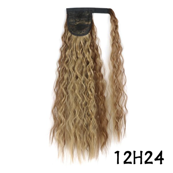 extension cheveux synthétique longue queue de cheval ondulée avec pince à cheveux