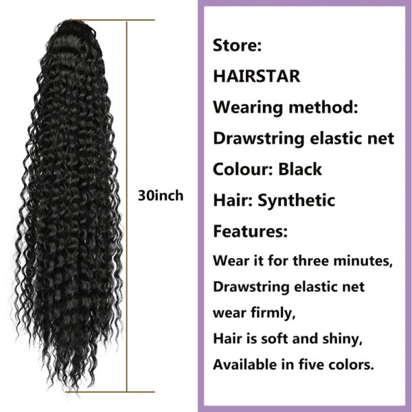 extension cheveux queue de cheval synthétique longue crépue et bouclée