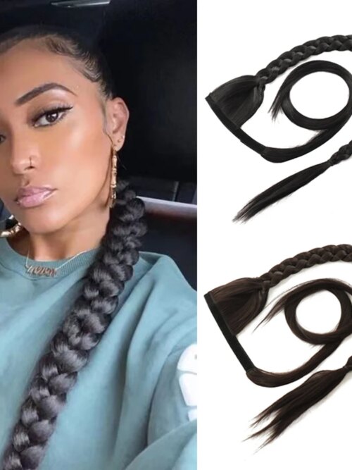 extension cheveux synthétiques pré-tressées, 30 pouces, 150g