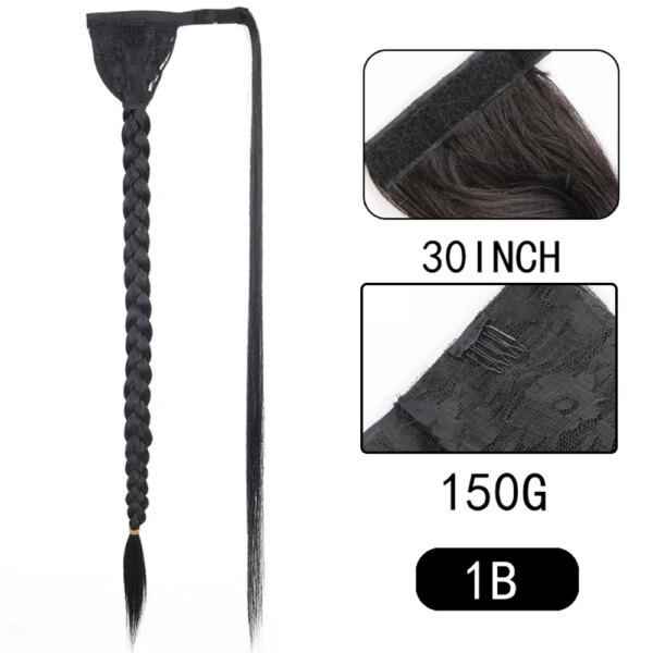 extension cheveux synthétiques pré-tressées, 30 pouces, 150g