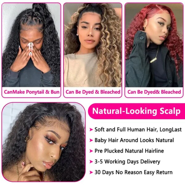 perruque femme Lace Frontal Wig Remy naturelle crépue bouclée