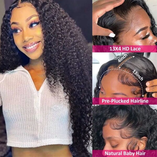 perruque femme Lace Frontal Wig Remy naturelle crépue bouclée