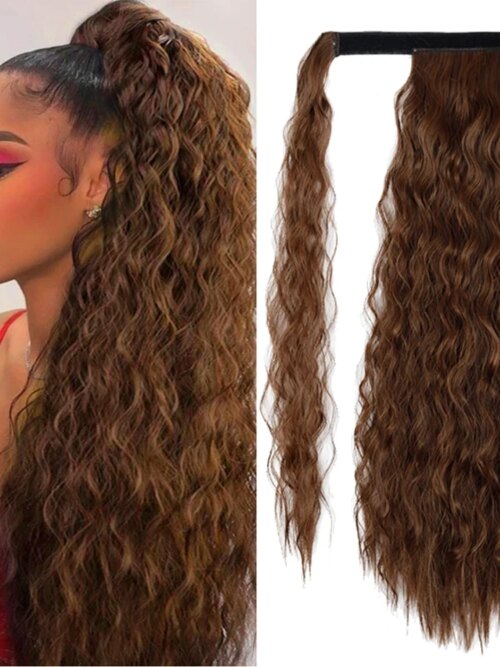 extension cheveux synthétiques en queue de cheval ondulée