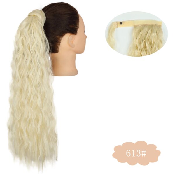 extension cheveux longue et bouclée, queue de cheval naturelle