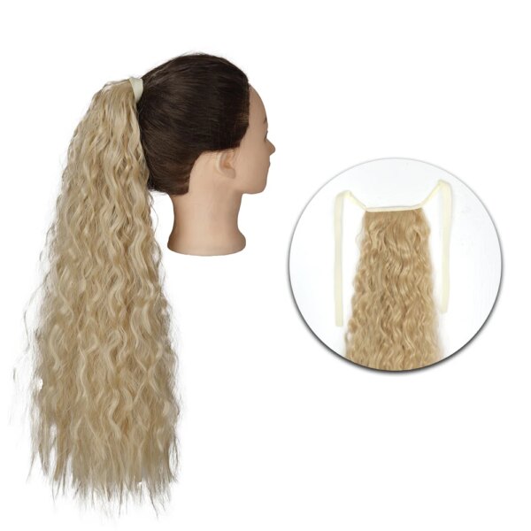 extension cheveux synthétiques en queue de cheval ondulée