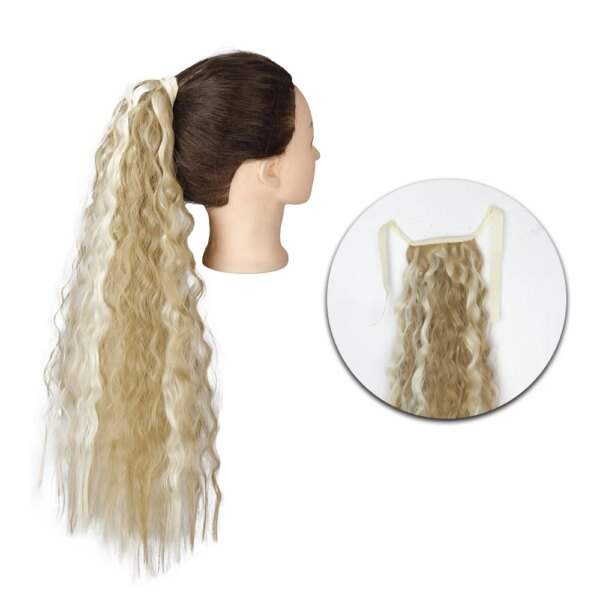extension cheveux synthétiques en queue de cheval ondulée