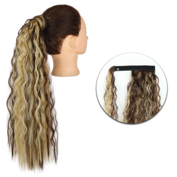 extension cheveux synthétiques en queue de cheval ondulée