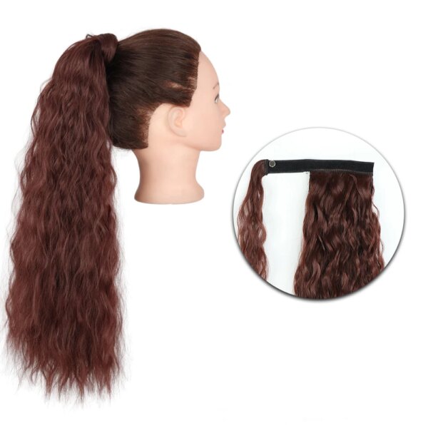 extension cheveux synthétiques en queue de cheval ondulée