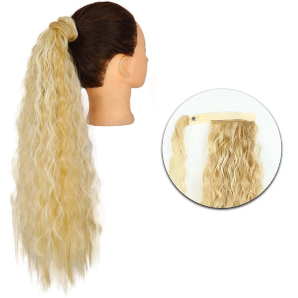 extension cheveux synthétiques en queue de cheval ondulée