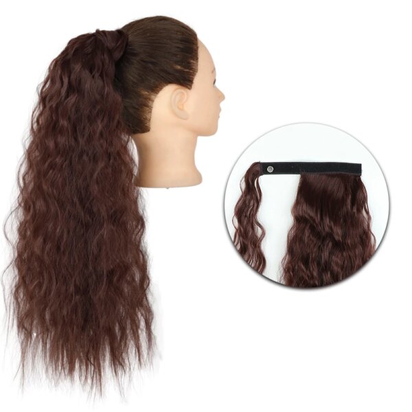 extension cheveux synthétiques en queue de cheval ondulée