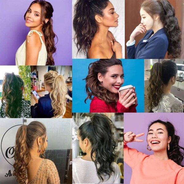 extension cheveux capillaire synthétique ondulée 22 pouces avec pince