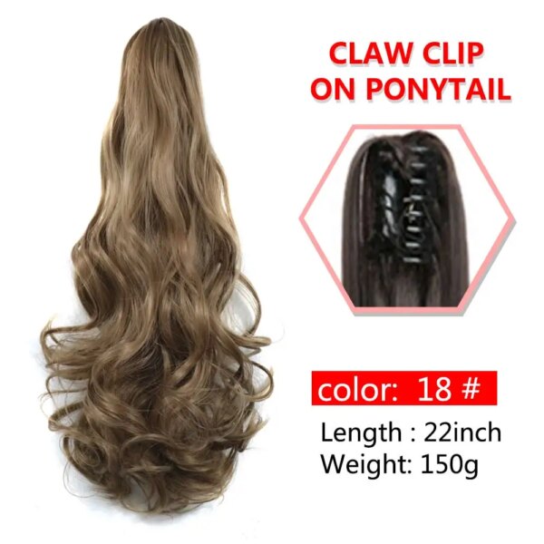 extension cheveux capillaire synthétique ondulée 22 pouces avec pince