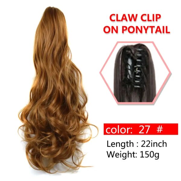 extension cheveux capillaire synthétique ondulée 22 pouces avec pince