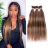 extension cheveux naturelles Remy lisses, brun ombré, à reflets