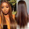 extension cheveux naturelles Remy lisses, brun ombré, à reflets