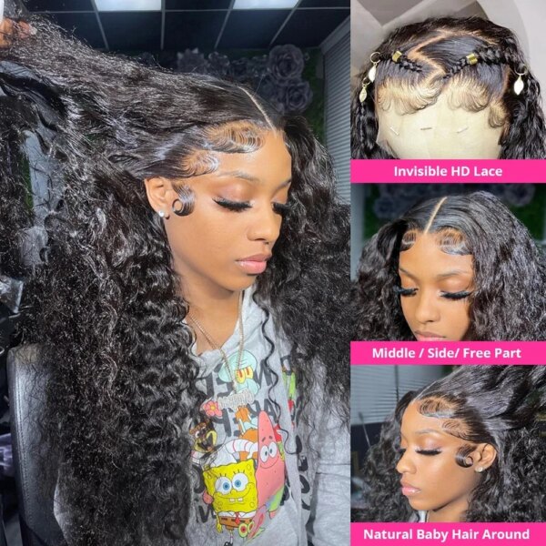 perruque femme Lace Frontal Wig Deep Wave naturelle
