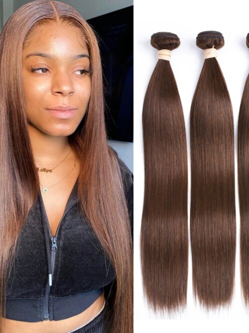 meche cheveux meche bresilienne naturelles Remy lisses brun foncé
