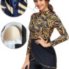 Maillot de bain musulman 3 pièces, Patchwork modeste, Hijab à manches longues, Sport islamique, burkini, avec coussinet de poitrine