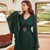 Robe de soirée en mousseline de soie, vert foncé, haute densité