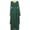 Robe de soirée en mousseline de soie, vert foncé, haute densité