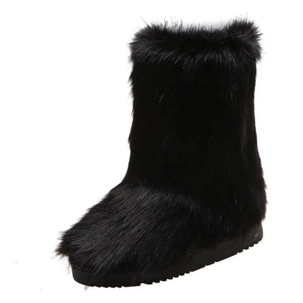 bottes femme de neige en fausse fourrure de renard pour femme