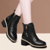 bottines femme en cuir véritable épais avec fourrure pour femme