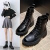 bottines femme en cuir à lacets pour femme, chaussures de Combat, à la mode