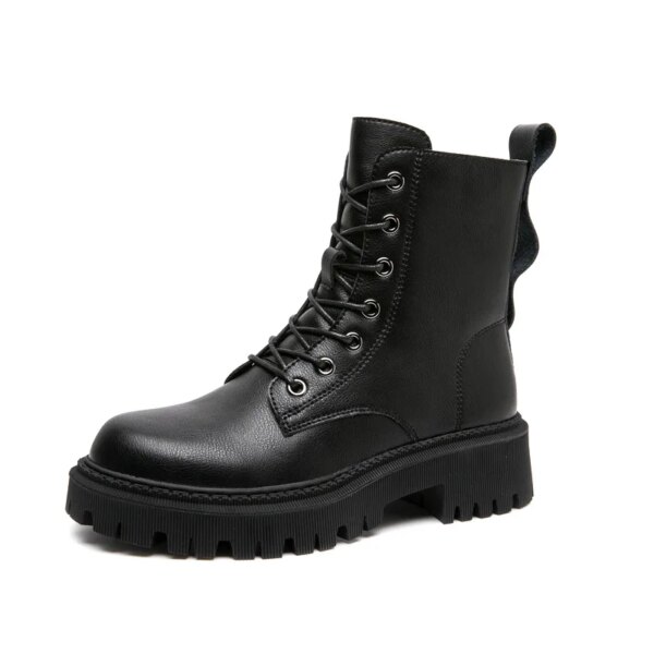 bottines femme en cuir à lacets pour femme, chaussures de Combat, à la mode