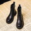 bottines femme en cuir à lacets pour femme, chaussures de Combat, à la mode