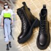 bottines femme en cuir à lacets pour femme, chaussures de Combat, à la mode
