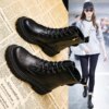 bottines femme en cuir à lacets pour femme, chaussures de Combat, à la mode