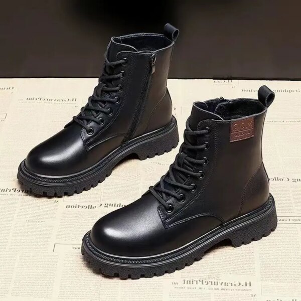 bottines femme en cuir à lacets pour femme, chaussures de Combat, à la mode