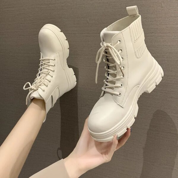 bottines femme en cuir à bout rond pour femme, bottines à la mode