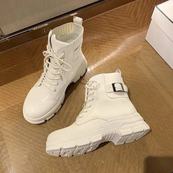 bottines femme en cuir à bout rond pour femme, bottines à la mode