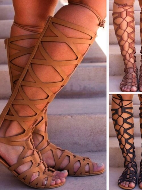 bottes femme Sandales à bandes pour femmes, chaussures de plage, style bohémien