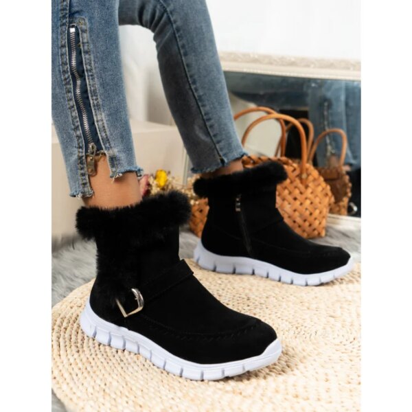 bottines femme de neige Chelsea en fourrure pour femmes, chaussures d'hiver chaudes