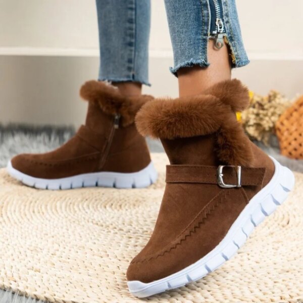 bottines femme de neige Chelsea en fourrure pour femmes, chaussures d'hiver chaudes