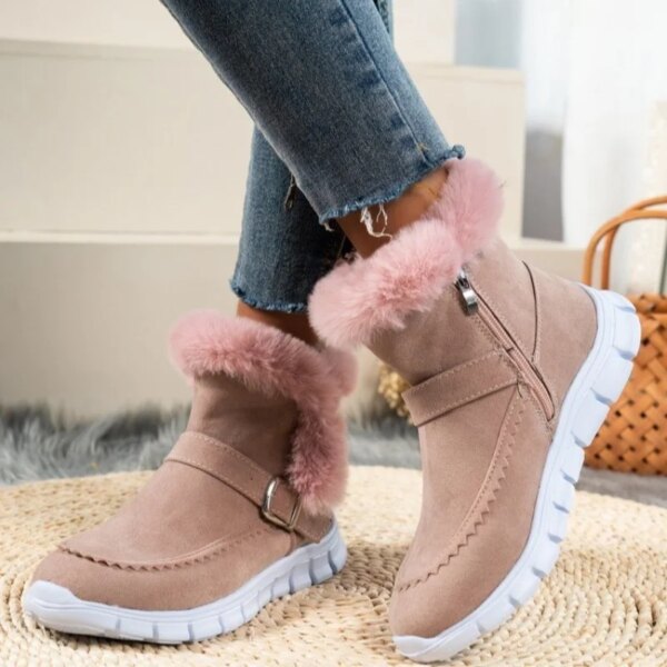 bottines femme de neige Chelsea en fourrure pour femmes, chaussures d'hiver chaudes