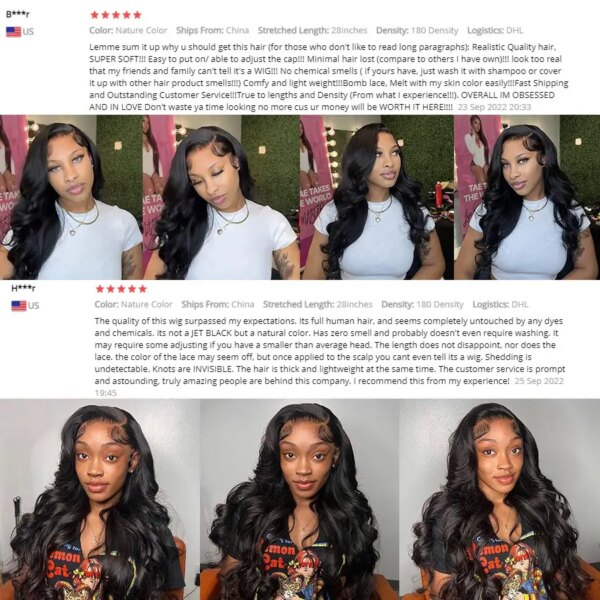 Perruque femme Body Wave Lace Frontal Wig Remy brésilienne